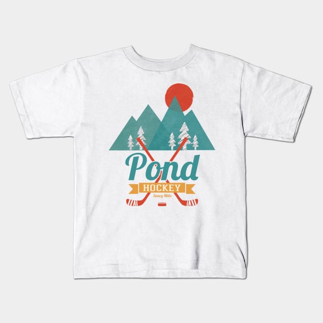 Retro Pond Hockey Kids T-Shirt by SaucyMittsHockey